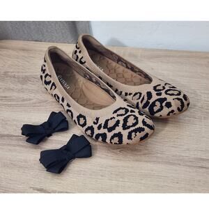 Vivaia Woman's Ballet Flat Round-Toe Claire Tan Dark Leopard Size 9.5 - 41 EU
